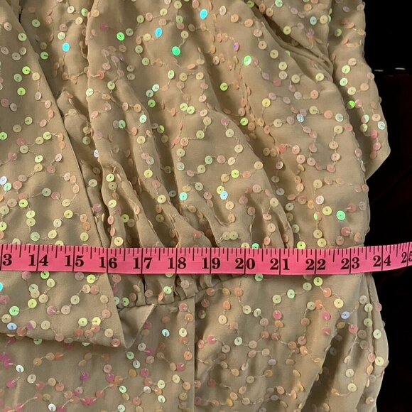 Brand New ASOS Curve beige Sequin Midi Wrap Dress, Size 22 - Picture 10 of 12